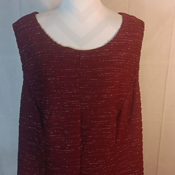 Lane Bryant Elegant Burgandy Silver Shimmer Sleeveless Dress - Picture 2 of 9